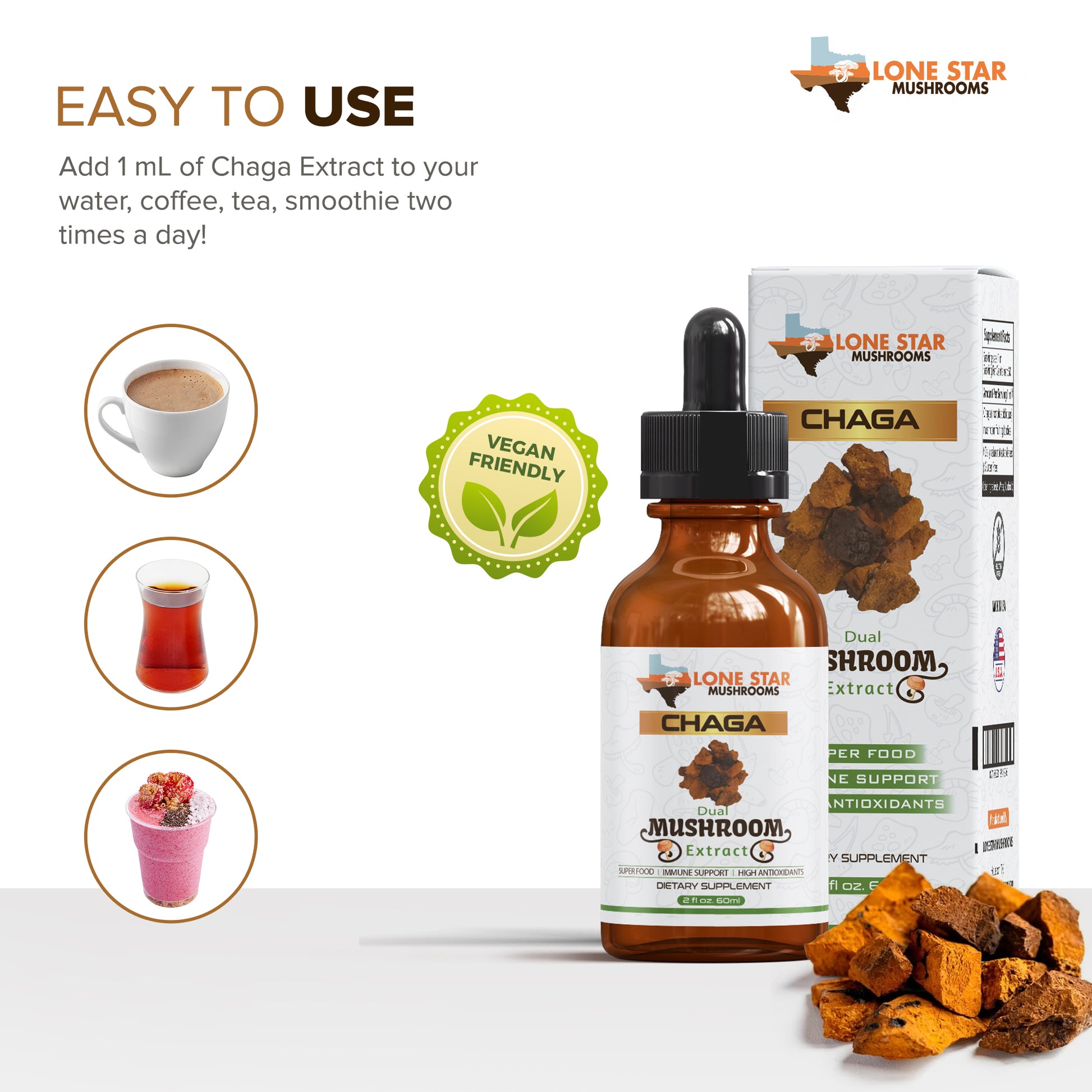 Chaga Mushroom Dual Extract uses