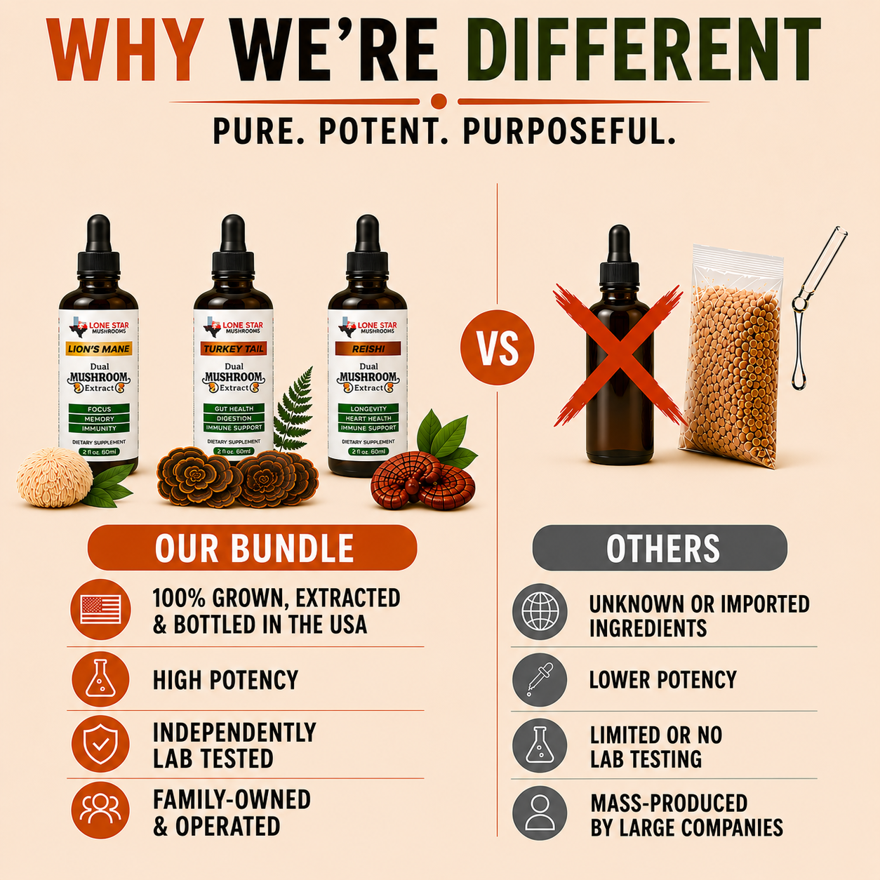 Bundle: Lions Mane, Turkey Tail, Reishi Extract