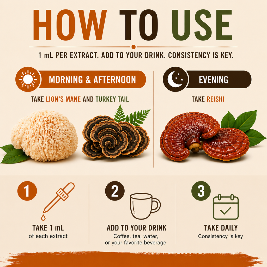 Bundle: Lions Mane, Turkey Tail, Reishi Extract